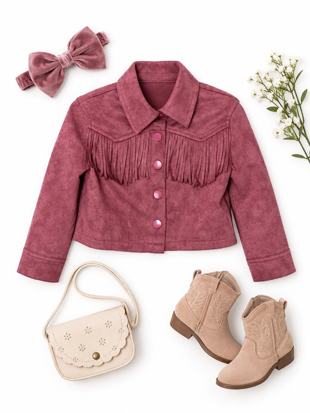 Haute Hippie Fringe Western Boho Jacket Toddler 2T Dusty Rose Pink